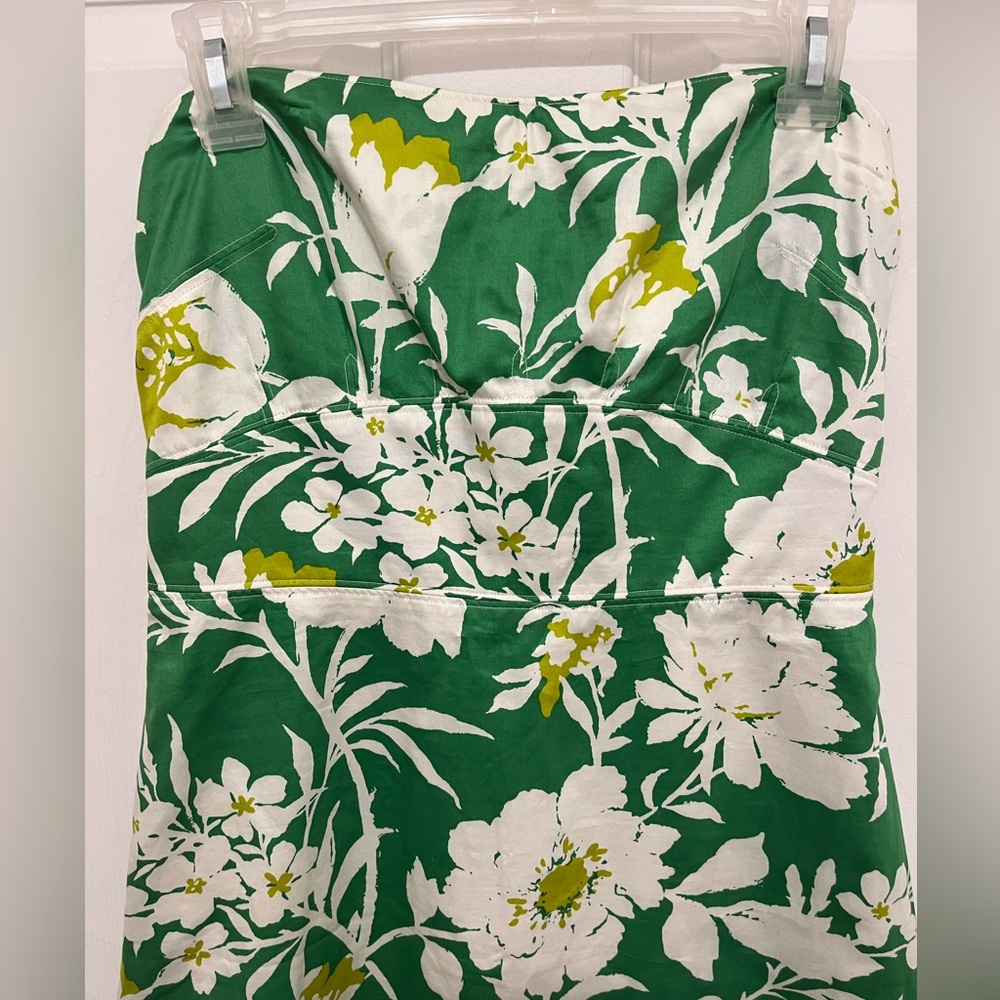 J CREW Womens Green White Floral
Cotton Strapless Dress  Size 6 - Picture 4 of 12